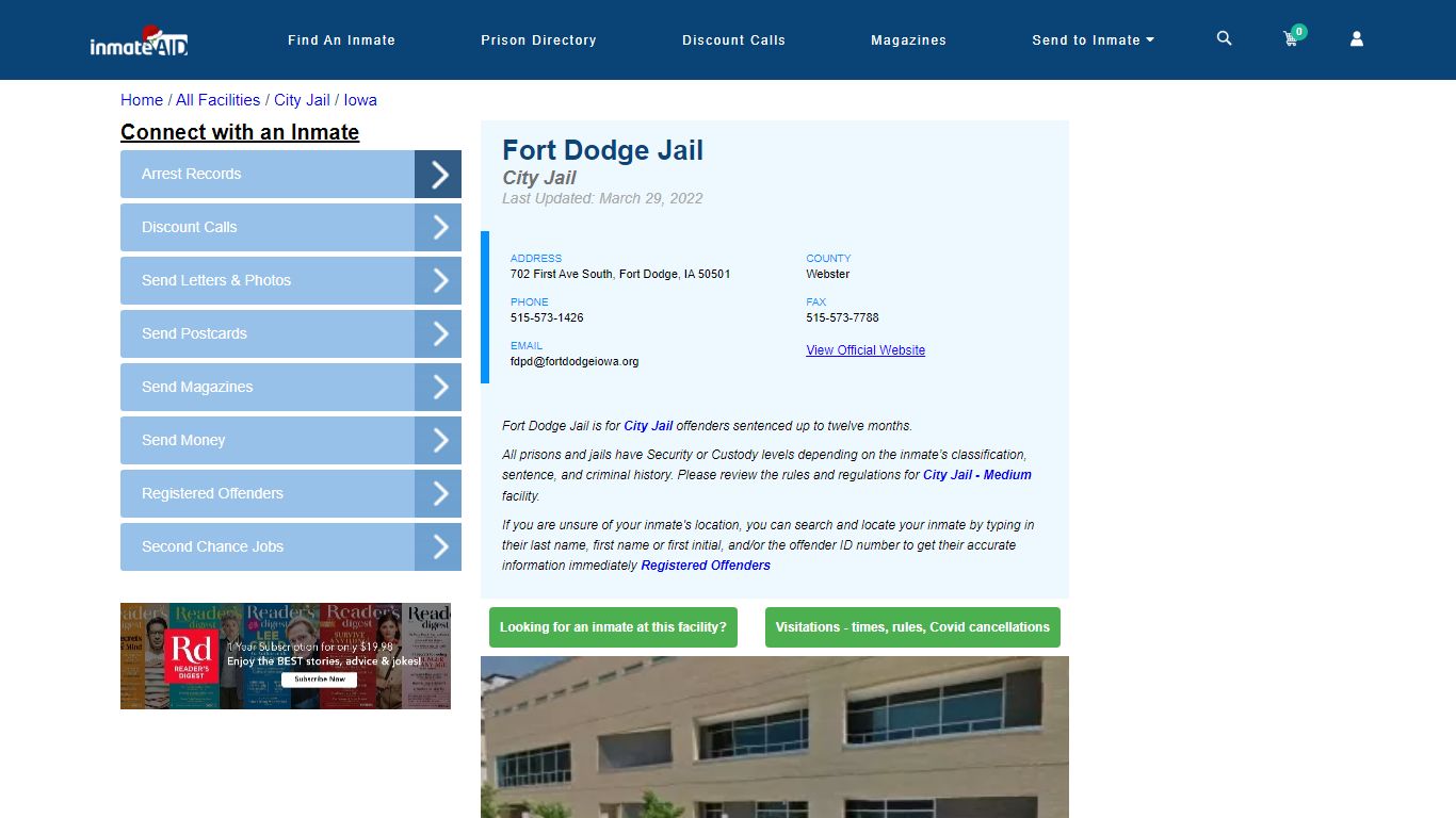 Fort Dodge Jail | Inmate Locator