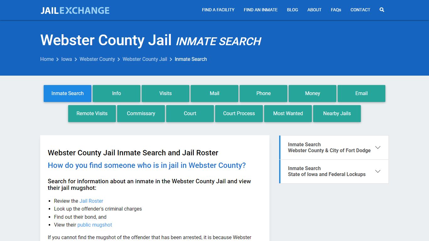 Inmate Search: Roster & Mugshots - Webster County Jail, IA